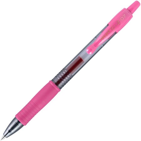 PILOT Gel Pen, Retractable, Rubber Grip, Fine Pt, Pink PK PIL31174